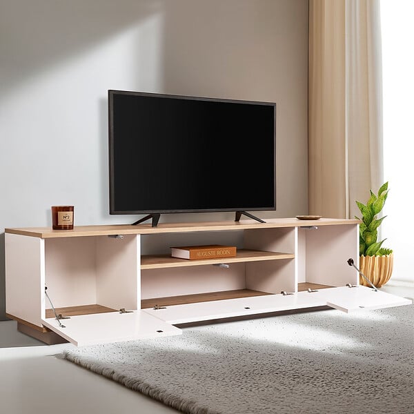 HABITAT ET JARDIN - Meuble TV en bois "Veramont" - 180 x 44 x 44 cm - Marron clair - large