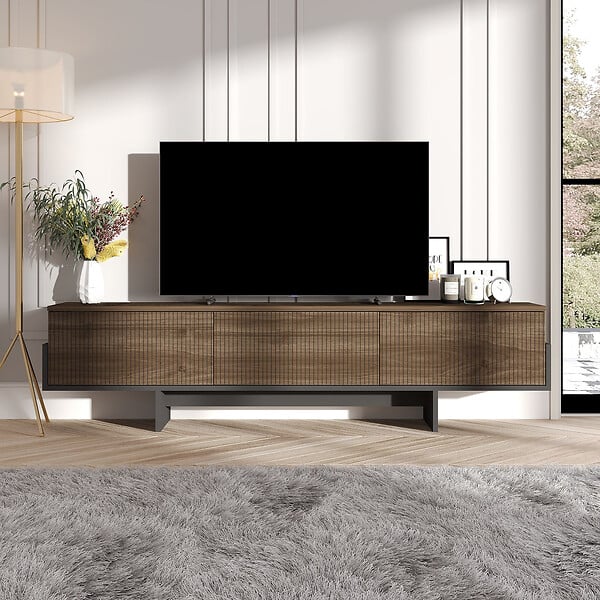 HABITAT ET JARDIN - Meuble TV en bois "Hege" - 180 x 30 x 44 cm - Noir - large