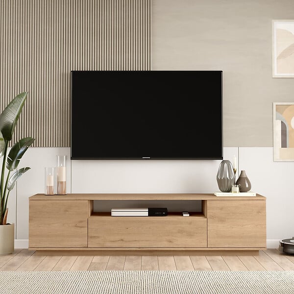 HABITAT ET JARDIN - Meuble TV en bois "Rowen" - 180 x 44 x 44 cm - Marron - large