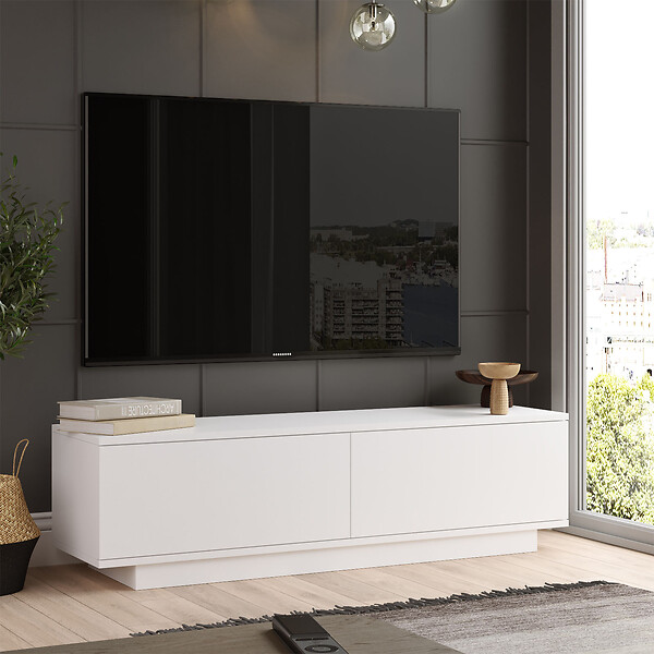 HABITAT ET JARDIN - Meuble TV en bois "FN1" - 140 x 35 x 38 cm - Blanc - large
