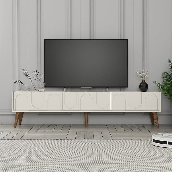 HABITAT ET JARDIN - Meuble TV en bois "Lyon" - 180 x 35 x 44 cm - CrèmeNoix - large