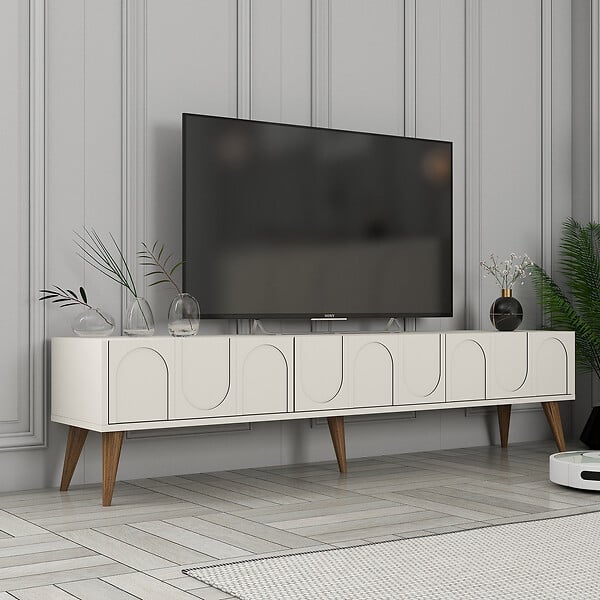 HABITAT ET JARDIN - Meuble TV en bois "Lyon" - 180 x 35 x 44 cm - CrèmeNoix - large