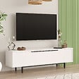 HABITAT ET JARDIN - Meuble TV en bois "Calvin" - 160 x 35 x 45 cm - Blanc - vignette