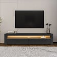 HABITAT ET JARDIN - Meuble TV en bois "Bati" - 150 x 36 x 46 cm - Gris anthracite - vignette