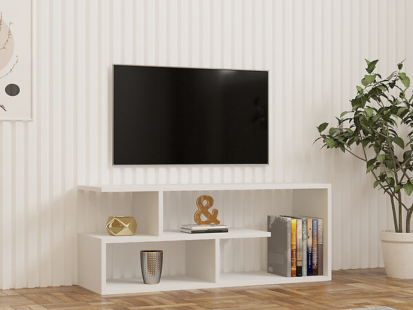 HABITAT ET JARDIN - Meuble TV en bois "Cafu" - 100 x 29 x 40 cm - Blanc - large