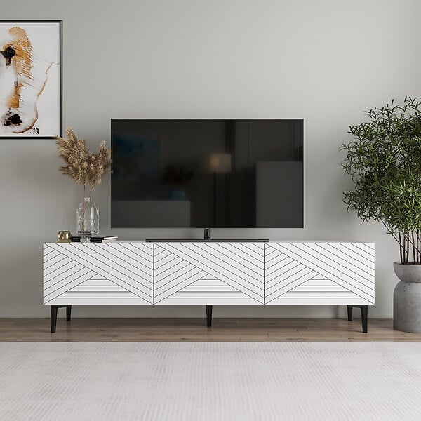 HABITAT ET JARDIN - Meuble TV en bois "Felix" - 160 x 31 x 44 cm - Blanc - large