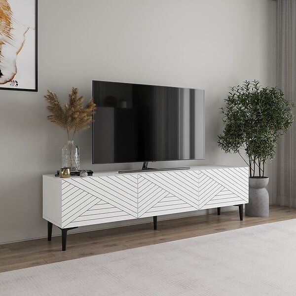 HABITAT ET JARDIN - Meuble TV en bois "Felix" - 160 x 31 x 44 cm - Blanc - large