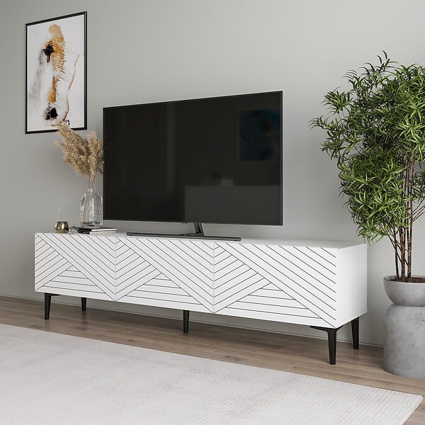 HABITAT ET JARDIN - Meuble TV en bois "Felix" - 160 x 31 x 44 cm - Blanc - large