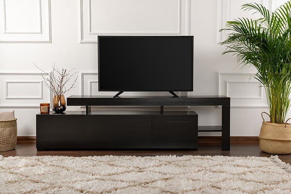 HABITAT ET JARDIN - Meuble TV en bois "Beliz" 192 x 37 x 53 cm - Bois Noir - large