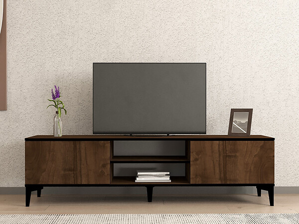 HABITAT ET JARDIN - Meuble TV en bois "Erem" - 180 x 40 x 45 cm - NoyerNoir - large