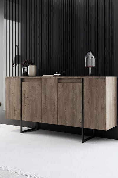 HABITAT ET JARDIN - Buffet en bois "Luxe" - 160 x 35 x 80 cm - Marron foncé - large