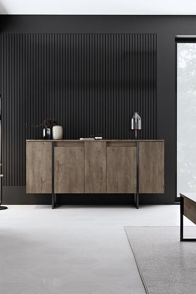 HABITAT ET JARDIN - Buffet en bois "Luxe" - 160 x 35 x 80 cm - Marron foncé - large