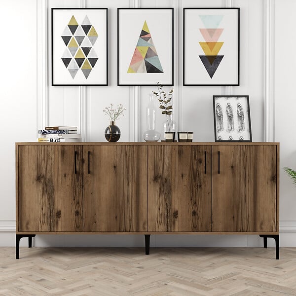 HABITAT ET JARDIN - Buffet en bois "Kiev" - 180 x 35 x 78 cm - Noyer - large