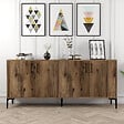 HABITAT ET JARDIN - Buffet en bois "Kiev" - 180 x 35 x 78 cm - Noyer - vignette