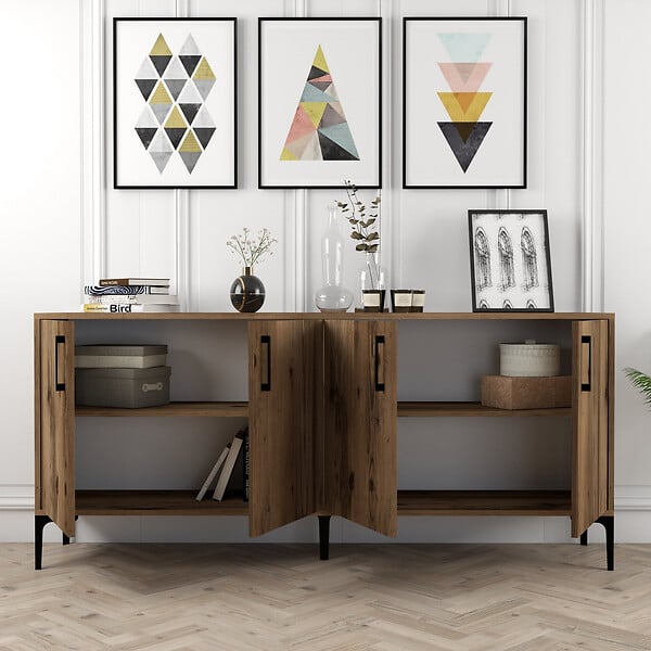 HABITAT ET JARDIN - Buffet en bois "Kiev" - 180 x 35 x 78 cm - Noyer - large