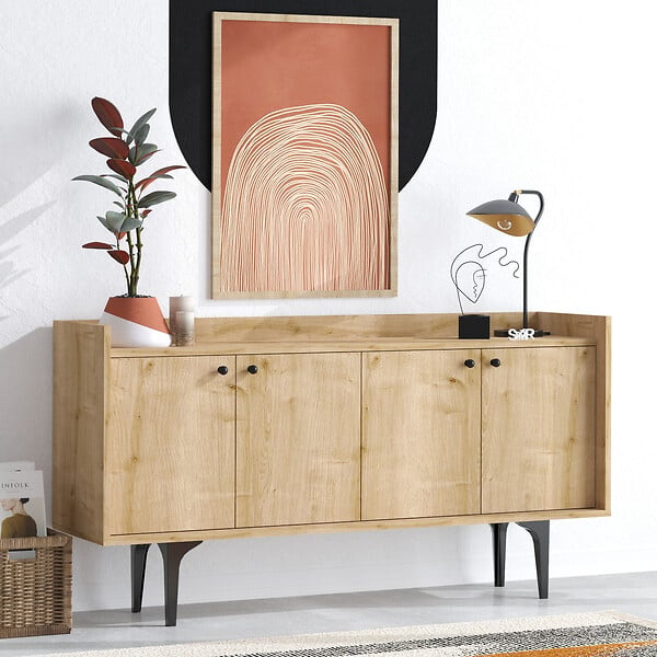 HABITAT ET JARDIN - Buffet en bois "Navi" - 150 x 40 x 80 cm - Beige - large