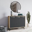 HABITAT ET JARDIN - Buffet en bois "Piffa" - 100 x 35 x 82 cm - Gris anthracite - vignette