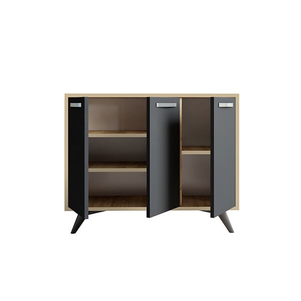 HABITAT ET JARDIN - Buffet en bois "Piffa" - 100 x 35 x 82 cm - Gris anthracite - large