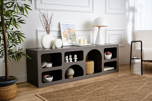 HABITAT ET JARDIN - Buffet en bois "Ferlis" - 160 x 40 x 51 cm - Gris anthracite - large