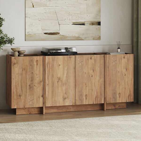 HABITAT ET JARDIN - Buffet en bois "Dorma" - 180 x 45 x 80 cm - Pin Atlantique / Anthracite - large