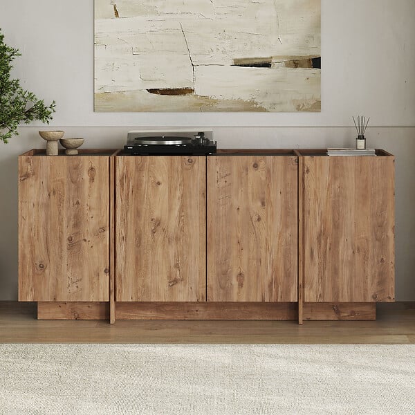 HABITAT ET JARDIN - Buffet en bois "Dorma" - 180 x 45 x 80 cm - Pin Atlantique / Anthracite - large