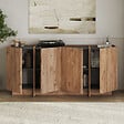 HABITAT ET JARDIN - Buffet en bois "Dorma" - 180 x 45 x 80 cm - Pin Atlantique / Anthracite - vignette
