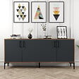 HABITAT ET JARDIN - Buffet en bois "Kiev" - 180 x 35 x 78 cm - Gris anthracite - vignette