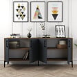 HABITAT ET JARDIN - Buffet en bois "Kiev" - 180 x 35 x 78 cm - Gris anthracite - vignette