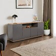 HABITAT ET JARDIN - Buffet en bois "Arista" - 180 x 44 x 75 cm - Gris anthracite - vignette
