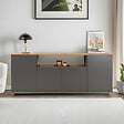 HABITAT ET JARDIN - Buffet en bois "Arista" - 180 x 44 x 75 cm - Gris anthracite - vignette
