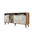 HABITAT ET JARDIN - Buffet en bois "Milan" - 160 x 35 x 78 cm - Noyer, Marbre Blanc - vignette