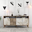 HABITAT ET JARDIN - Buffet en bois "Milan" - 160 x 35 x 78 cm - Noyer, Marbre Blanc - vignette