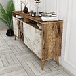 HABITAT ET JARDIN - Buffet en bois "Milan" - 160 x 35 x 78 cm - Noyer, Marbre Blanc - vignette