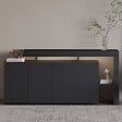 HABITAT ET JARDIN - Buffet en bois "Beliz" - 170 x 35 x 80 cm - Anthracite - vignette