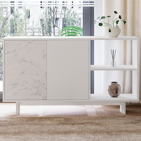 HABITAT ET JARDIN - Buffet en bois "Ravello" - 140 x 35 x 80 cm - Blanc - large