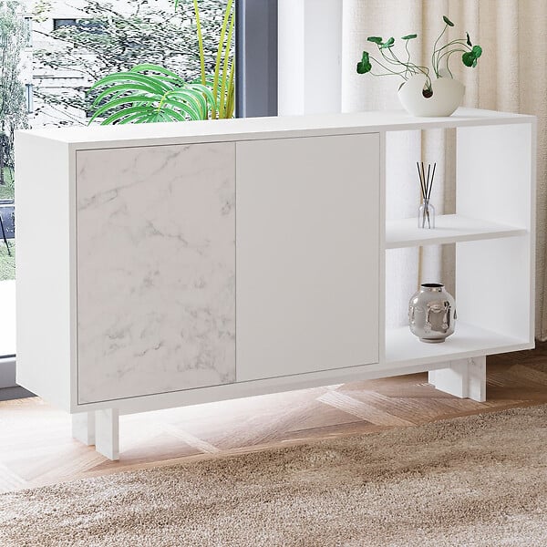 HABITAT ET JARDIN - Buffet en bois "Ravello" - 140 x 35 x 80 cm - Blanc - large
