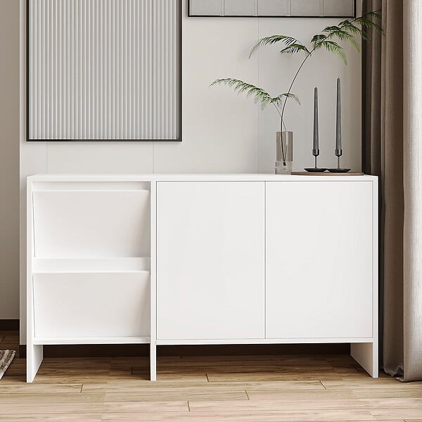 HABITAT ET JARDIN - Buffet en bois "Laris 130" - 130 x 44 x 82 cm - Blanc - large