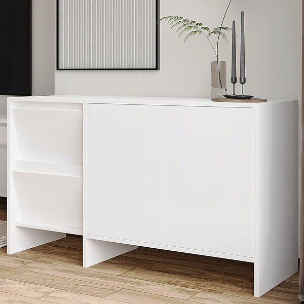 HABITAT ET JARDIN - Buffet en bois "Laris 130" - 130 x 44 x 82 cm - Blanc - large