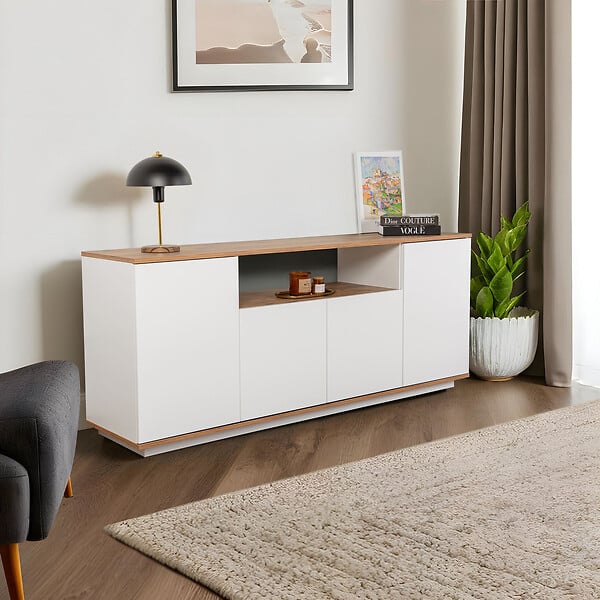 HABITAT ET JARDIN - Buffet en bois "Arista" - 180 x 44 x 75 cm - Blanc - large