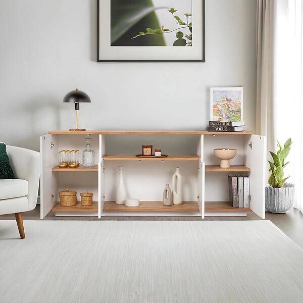 HABITAT ET JARDIN - Buffet en bois "Arista" - 180 x 44 x 75 cm - Blanc - large