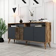 HABITAT ET JARDIN - Buffet en bois "Milan" - 160 x 35 x 78 cm - Noyer, Anthracite - vignette