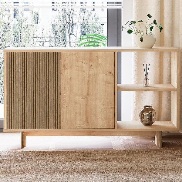 HABITAT ET JARDIN - Buffet en bois "Ravello" - 140 x 35 x 80 cm - Beige - large