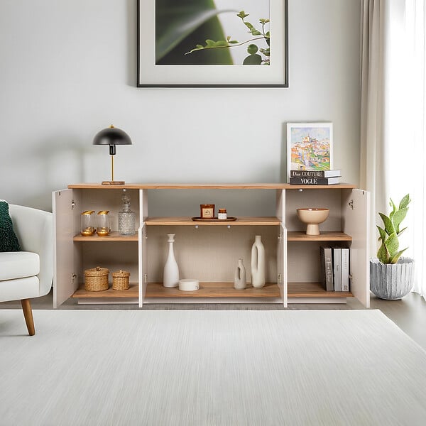 HABITAT ET JARDIN - Buffet en bois "Arista" - 180 x 44 x 75 cm - Beige - large
