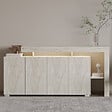 HABITAT ET JARDIN - Buffet en bois "Beliz" - 170 x 35 x 80 cm - Travertin - vignette