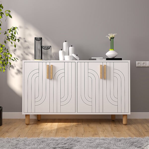 HABITAT ET JARDIN - Buffet en bois "Rodney" - 120 x 29 x 73 cm - Blanc - large