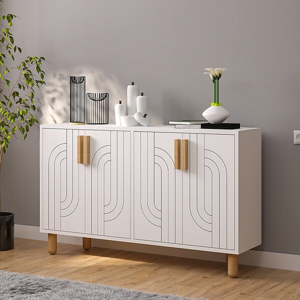 HABITAT ET JARDIN - Buffet en bois "Rodney" - 120 x 29 x 73 cm - Blanc - large