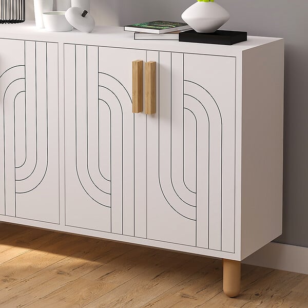 HABITAT ET JARDIN - Buffet en bois "Rodney" - 120 x 29 x 73 cm - Blanc - large