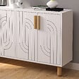 HABITAT ET JARDIN - Buffet en bois "Rodney" - 120 x 29 x 73 cm - Blanc - vignette