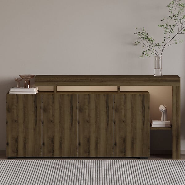 HABITAT ET JARDIN - Buffet en bois "Beliz" - 170 x 35 x 80 cm - Noyer Antique - large