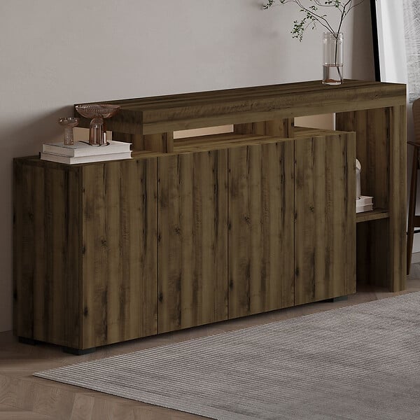 HABITAT ET JARDIN - Buffet en bois "Beliz" - 170 x 35 x 80 cm - Noyer Antique - large